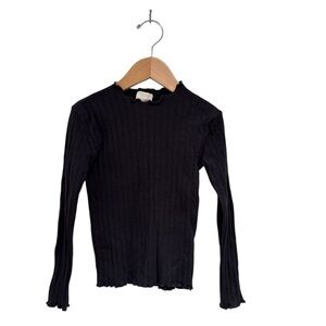 ZARA Kids Black Ribbed Long Sleeve Top - size 6